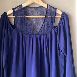 PARKER Silk Cold Shoulder Balloon Sleeve Blouse